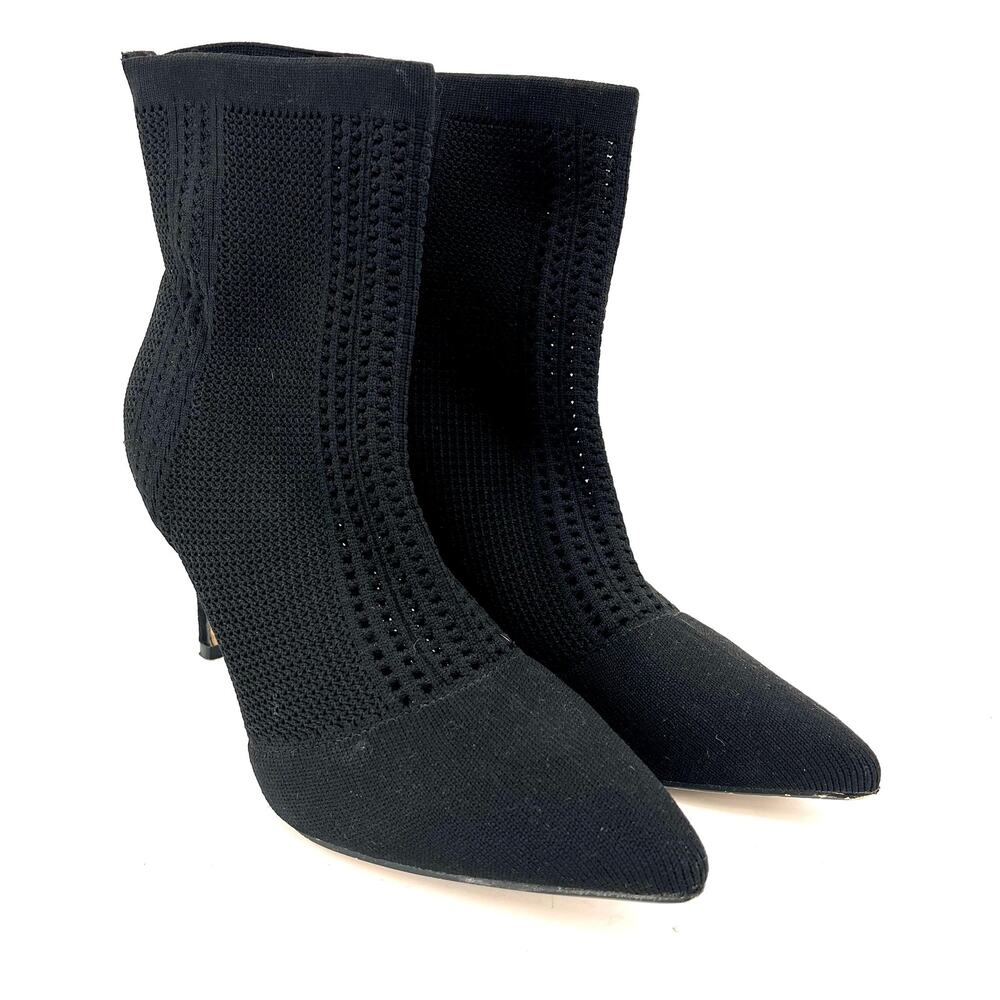 Catherine Malandrino‎ Dnonito Black Knit Ankle Heeled Bootie pointed toe (8.5)